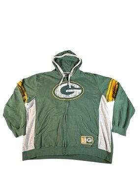 Green Bay Packers Hoodie 2XL NFL Team Apparel Full Zip Distressed Logo Green
